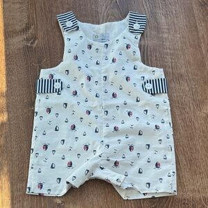 Florence Eiseman White Baby Romper with Sailboats